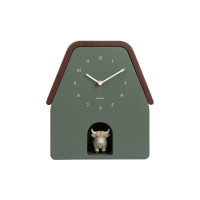 Nástenné hodiny Highland Cow Cuckoo Karlsson KA6162GR, zelená